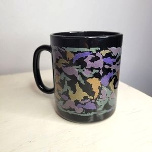 Retro 90s Black Coffee Mug Pastel Abstract Design made in France